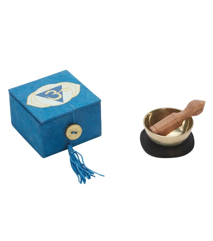 dZi Mini Meditation Bowl Box: 2" 3Rd Eye Chakra Blue