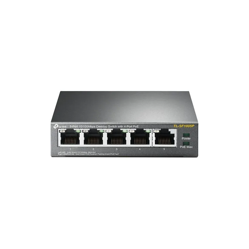 Switch De 5 Portas 10/100 Mbps Poe De 4 Portas