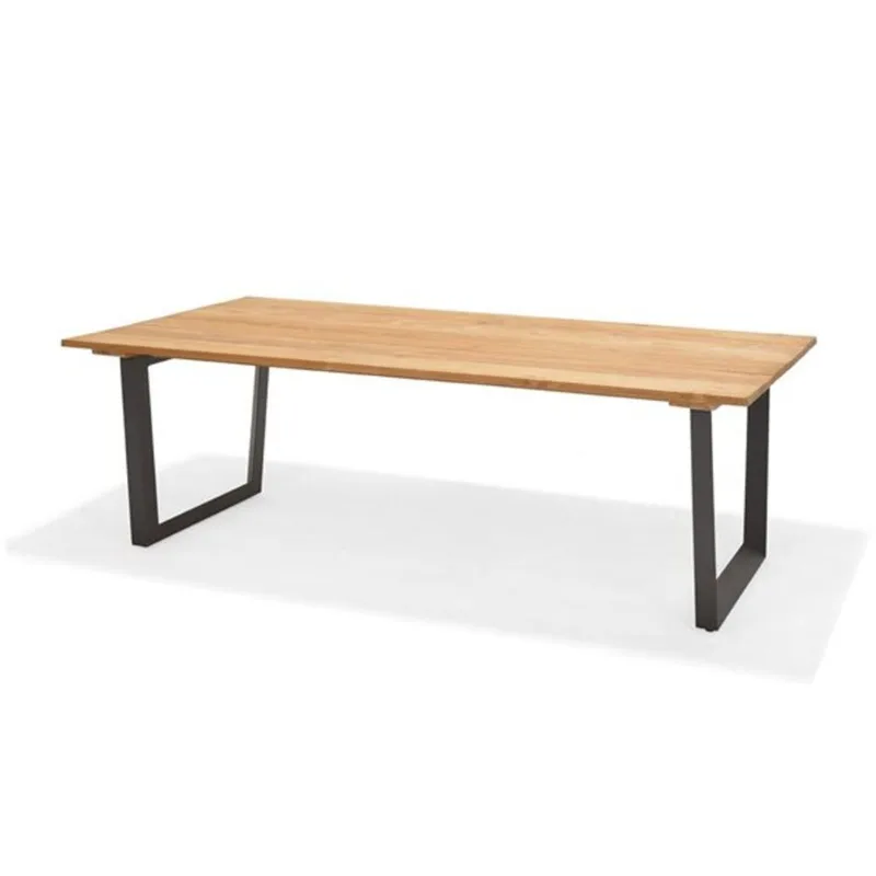 Scancom Palau 39 W x 85-in L x Natural Teak/Dark Grey Aluminum Outdoor Dining Table