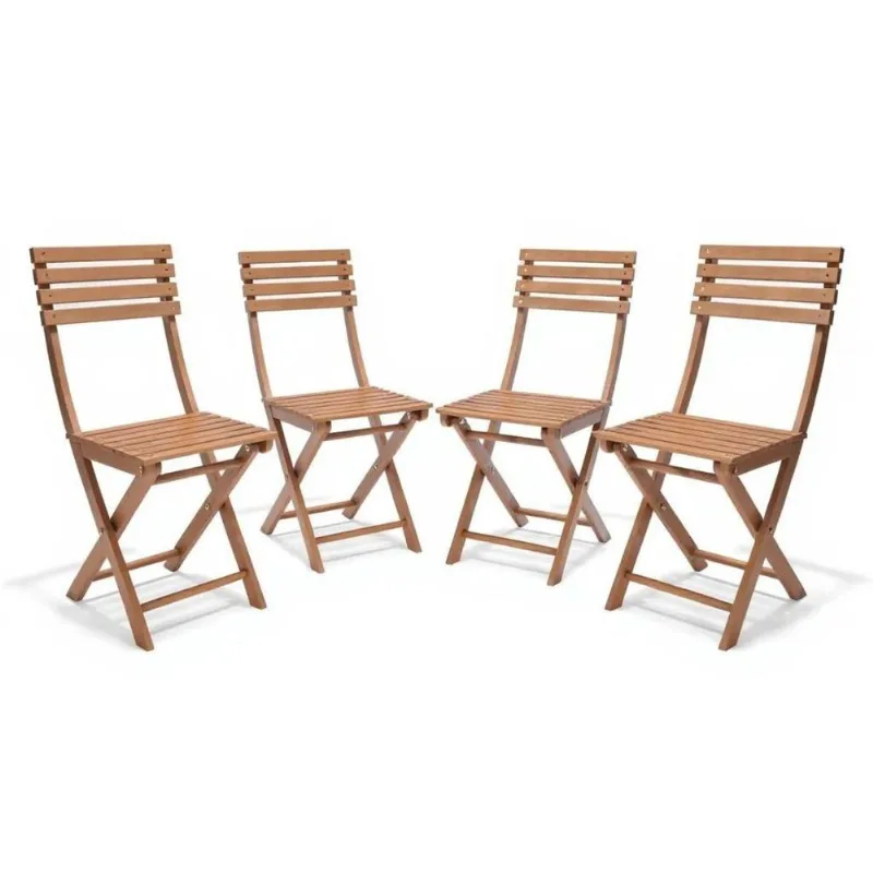 Set De Sillas Bistro Madera Plegables x4 Unidades
