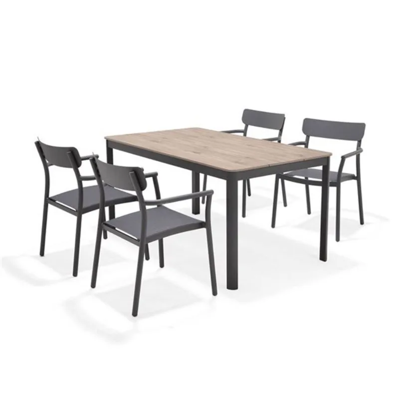 Scancom Berlin 5-Piece Grey Aluminum Outdoor Dining Set