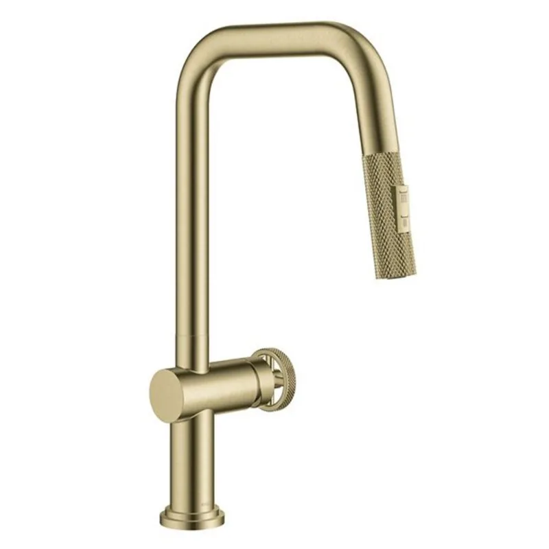 Kraus Urbix Deck Mount Brushed Gold Pull-Down Single Handle Kitchen Faucet