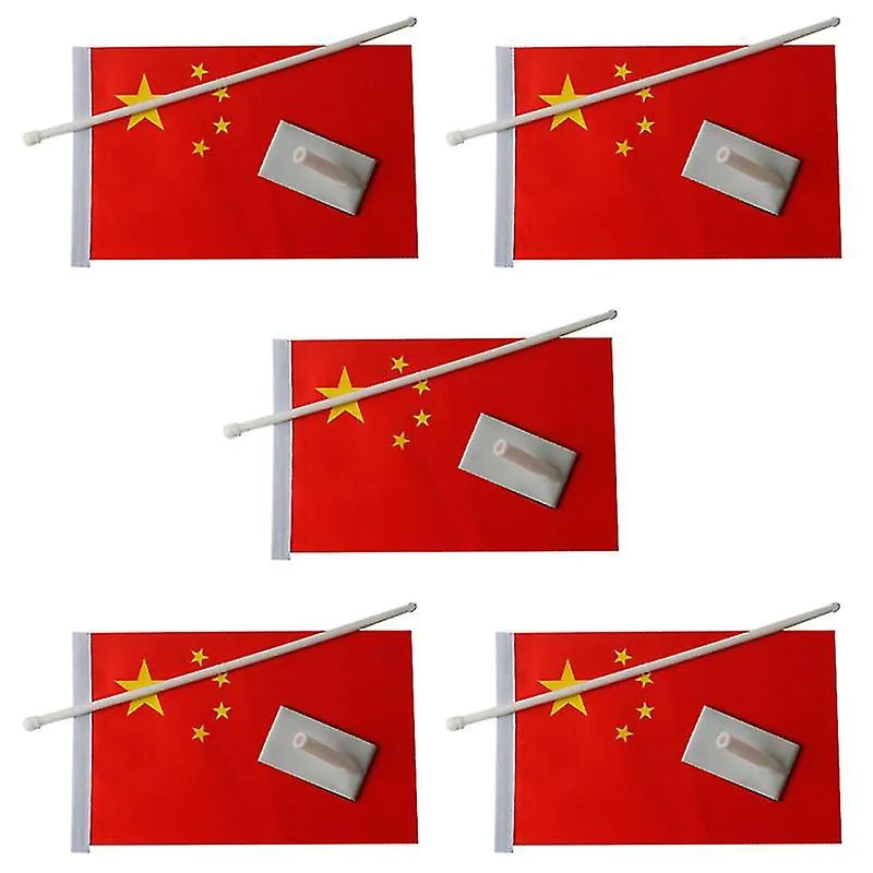 5pcs carro chinesa bandeira nacional sinalizador de bandeira pequena bandeira nacional de bandeira pequena vermelha