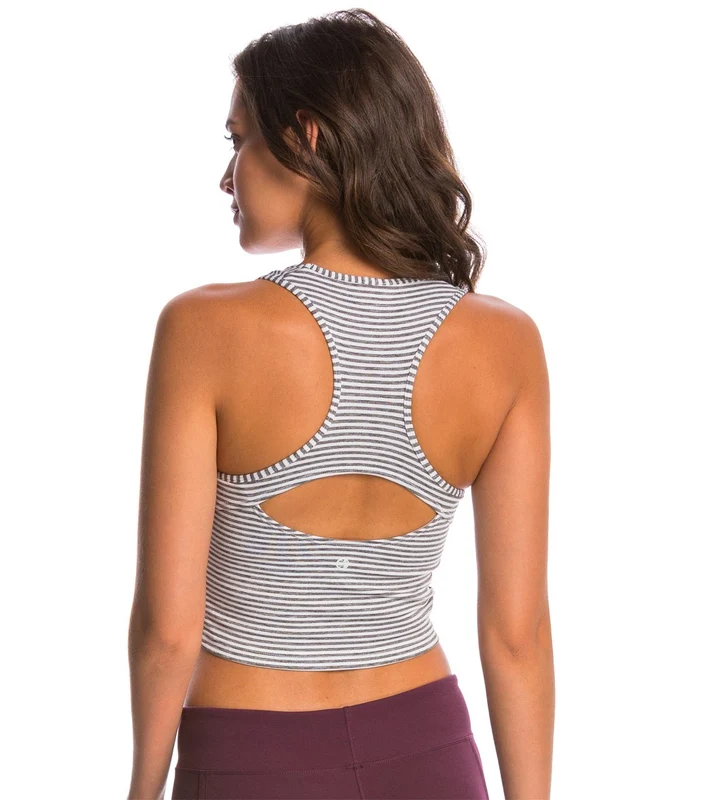 Manduka Racer Back Yoga Crop Top Bra Grey/White Stripe / S