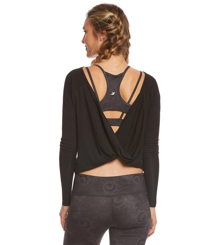 Manduka Twist Back Yoga Long Sleeve Top Black / XS