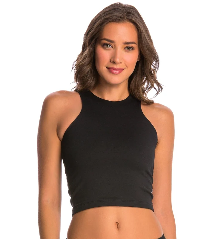 Manduka Medina Mesh Yoga Crop Top Black / M