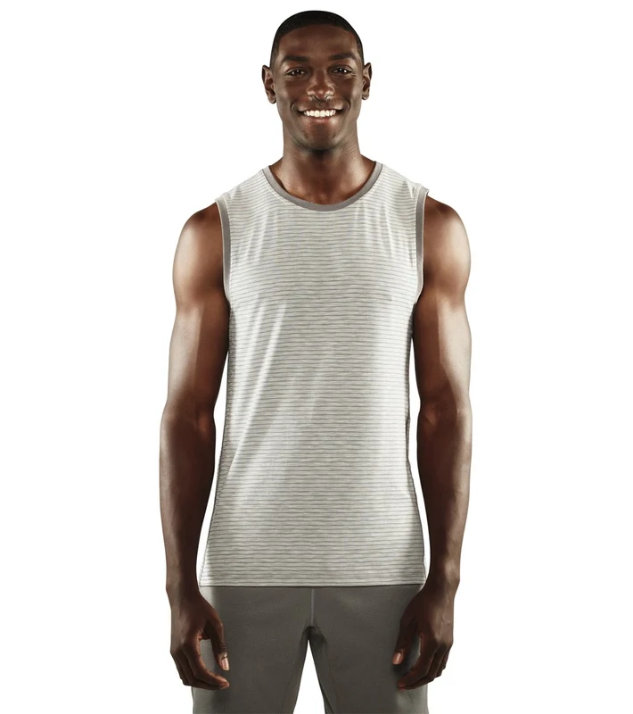 Manduka Men's Transcend Performance Stripe Tank Cement/Thunder / L