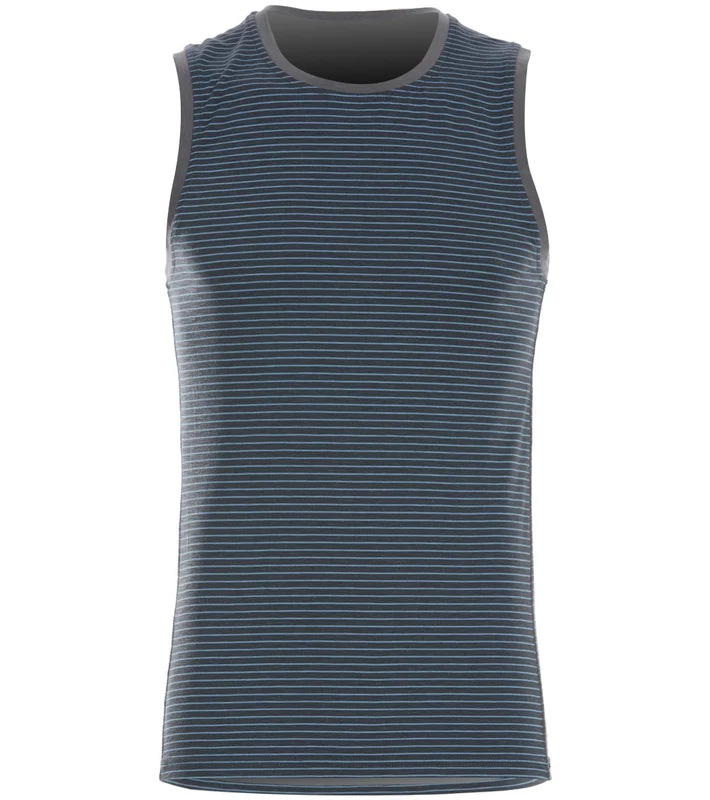 Manduka Men's Transcend Performance Stripe Tank Sediment/Shadow Blue / XL