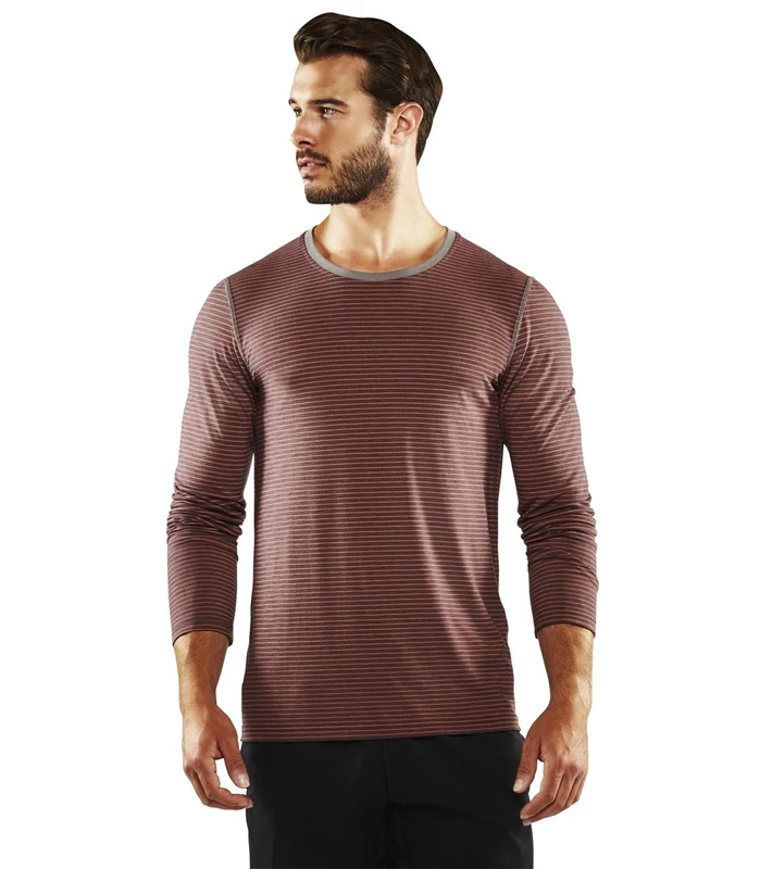 Manduka Men's Striped Transcend Long Sleeve Yoga Tee Maka/Raisin / XL