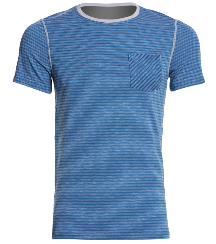 Manduka Men's Transcend Performance Stripe Tee Aqua Stripe / M