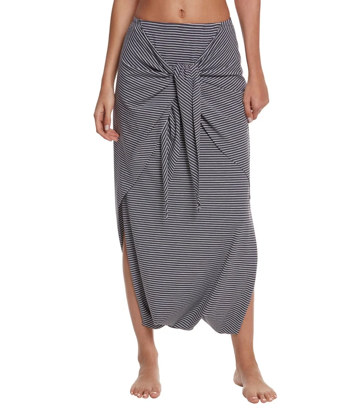 Manduka Harem Wrap White and Dark Grey Stripe / M