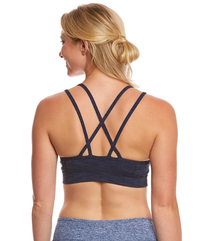 Manduka Cross Strap Yoga Bra Blue Melange / L