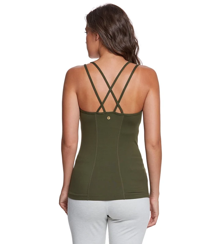 Manduka Cross Strap Yoga Cami Grey Mini Stripe / XS