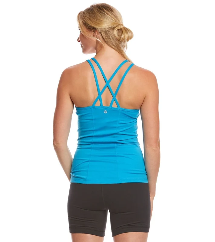 Manduka Cross Strap Yoga Cami Cyan Blue / S