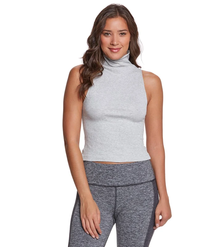 Manduka Crinkle Funnel Yoga Tank Top Light Grey Heather / XS