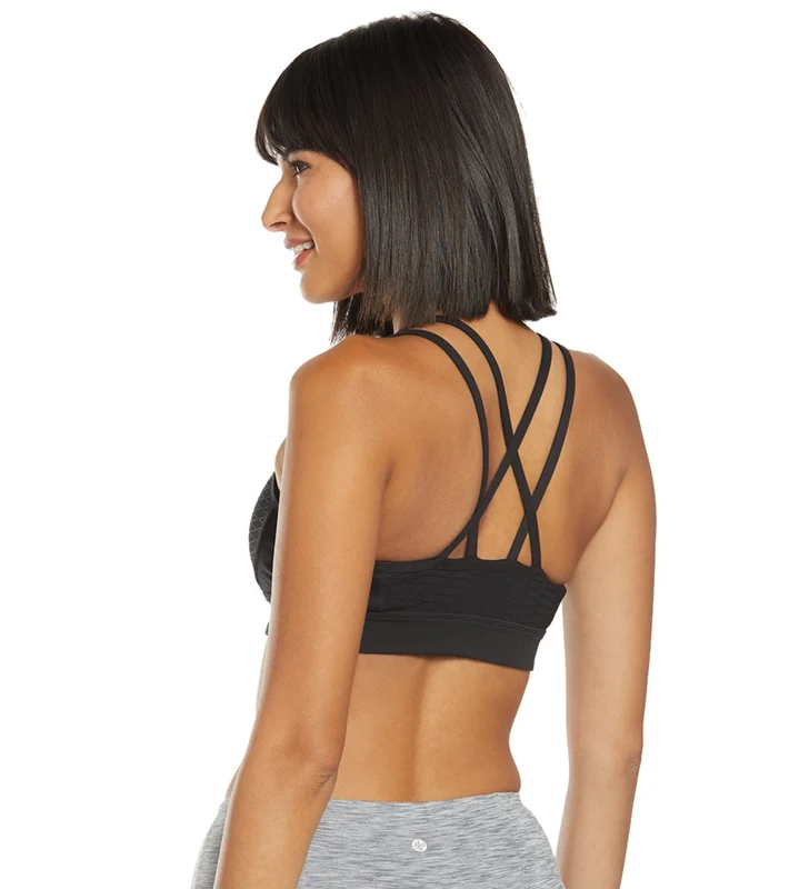 Manduka Cross Strap Yoga Bra Black Diamond Mesh / S