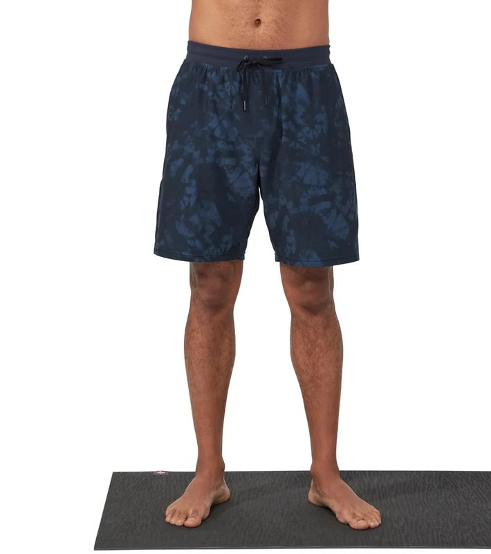 Manduka Men's Performance Classic Rise Shorts Navy Tie Dye / M