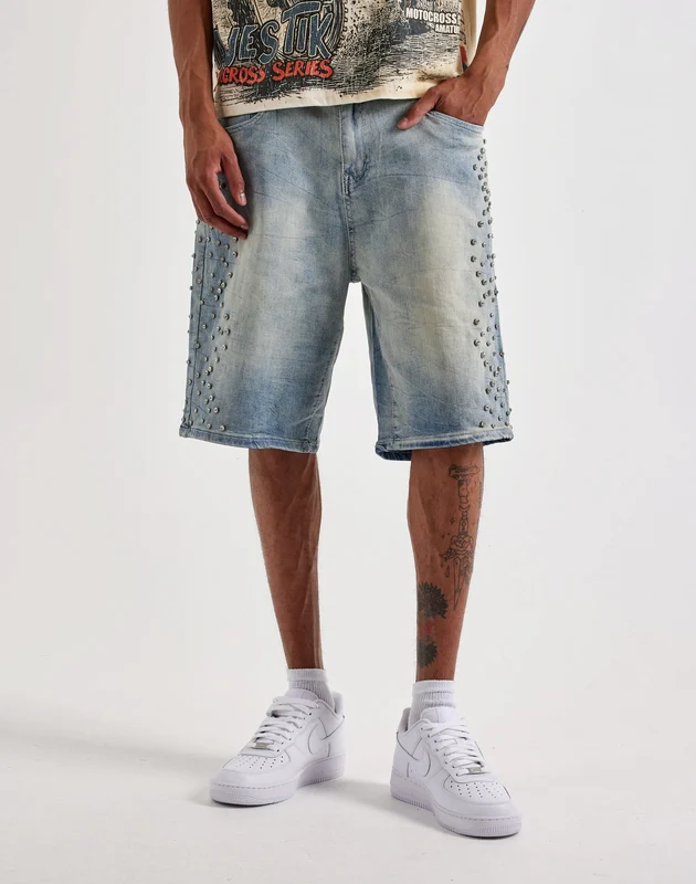 WAIMEA Rhinestone Denim Shorts 36