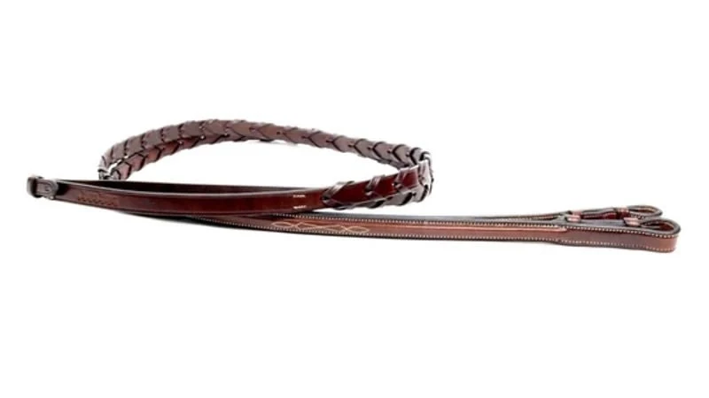 Nunn Finer Bella Donna Square Raised Reins 5/8x58 Havana / 5/8"W x 58"L