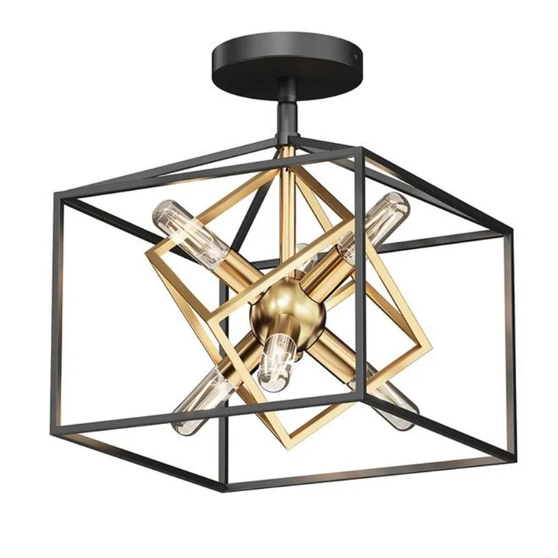 Artika Imperium 10.51-in Black/Gold Semi-Flush Mount