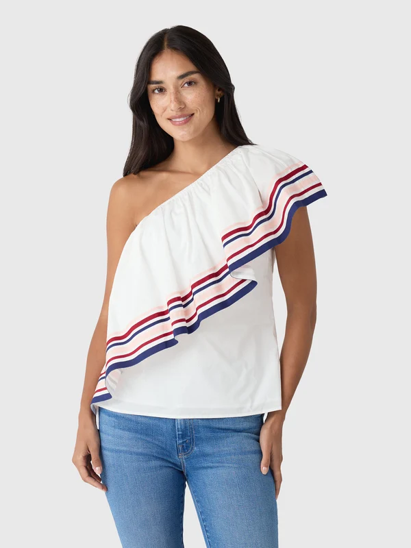 Rosie Assoulin Women's Ribbon Wedge Top M / WHITE MULTI