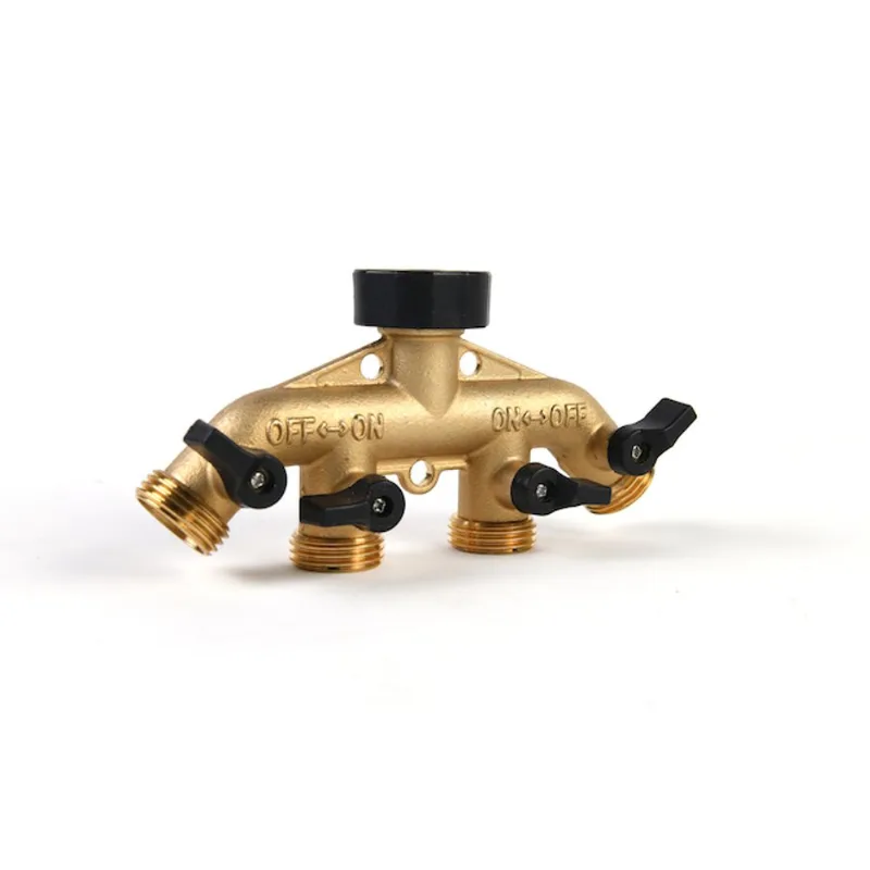 Project Source 4-Way Brass Water Shut-Off Valve Connector