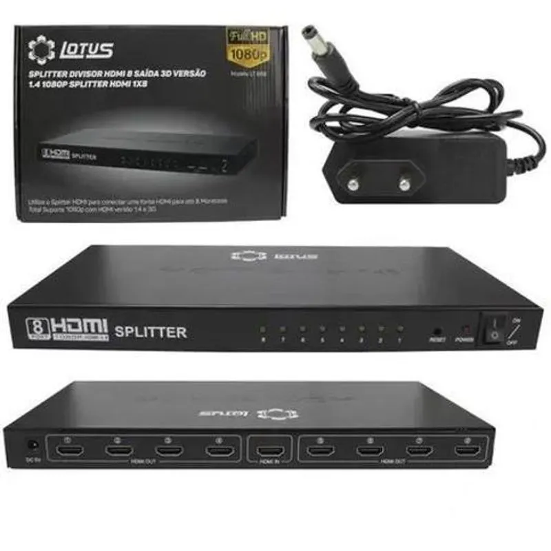 Splitter Divisor HDMI 8 Saídas - Lotus