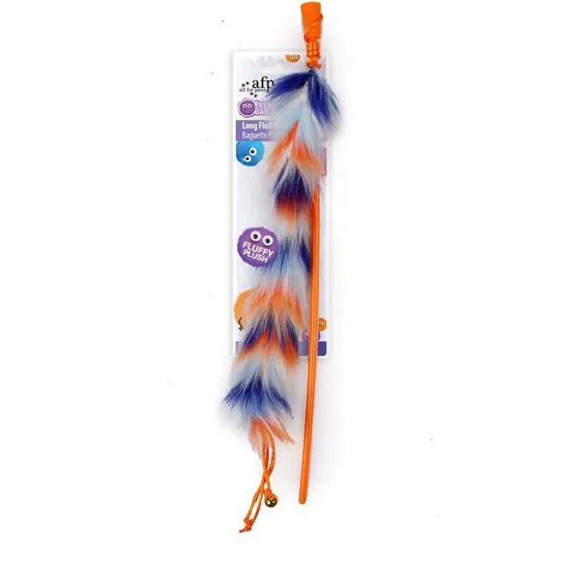 Varinha Para Gatos Modelo Furry Ball Long Fluffler Wand Laranja. - Afp