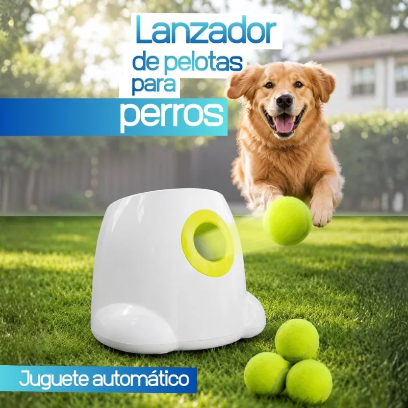 Lanzador Automático de Pelotas para Perros Juguete Interactivo con 3 Pelotas