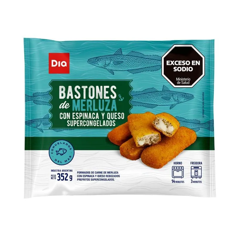 Bastones De Merluza Con Espinaca y Queso Dia 352 Gr.