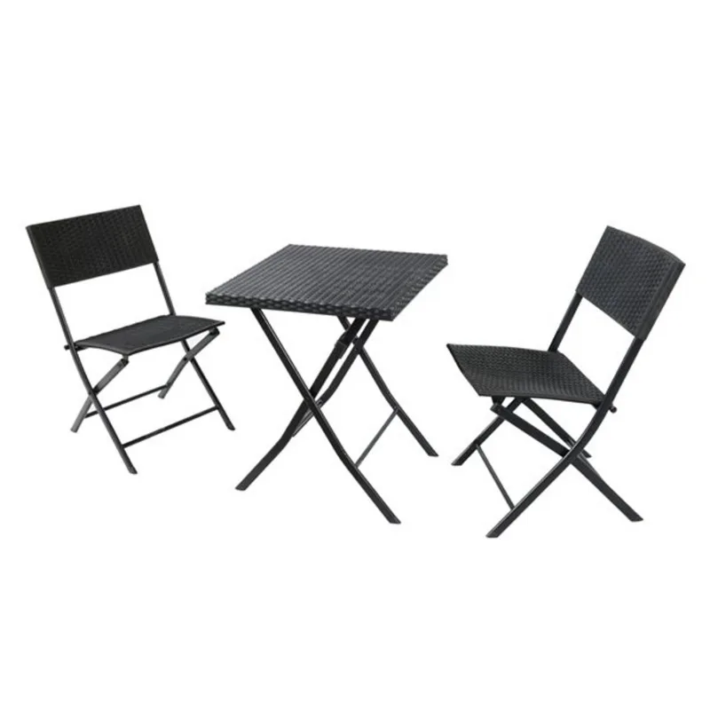 Sunmate Casual Black Frame Bistro Patio Dining Set - 3-Piece