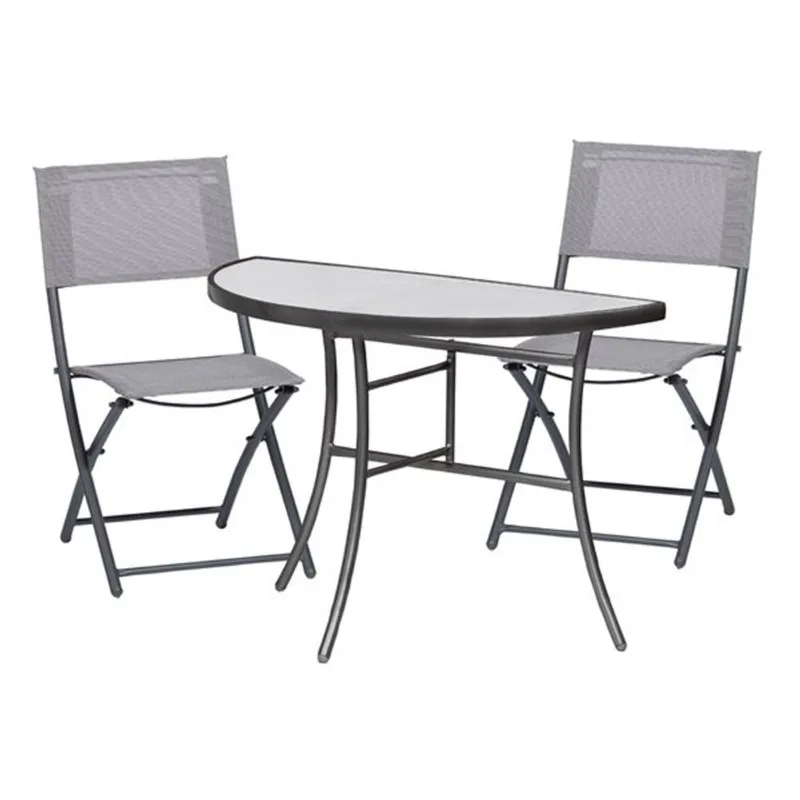 Sunmate Casual Grey Frame Bistro Patio Dining Set - 3-Piece
