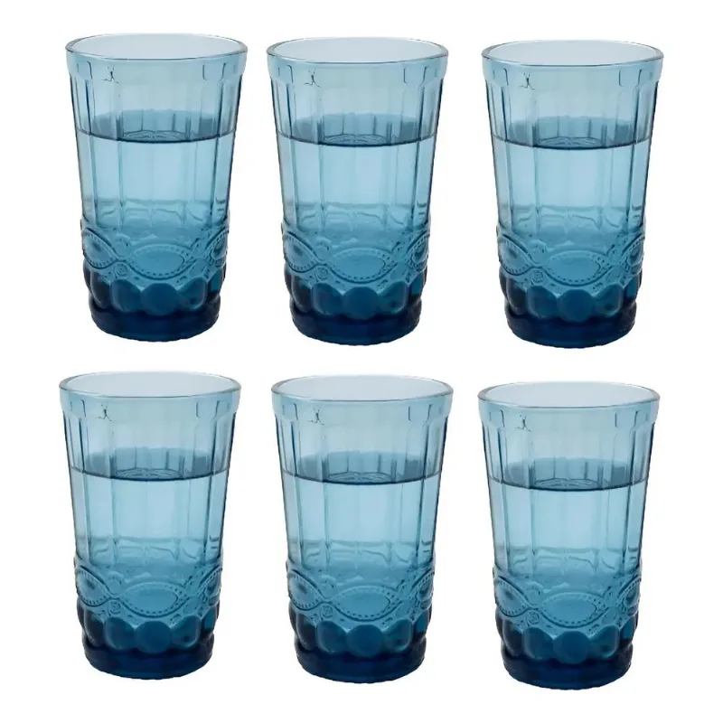 Set X 6 Vasos Labrado Azul Etxe (rx-05)