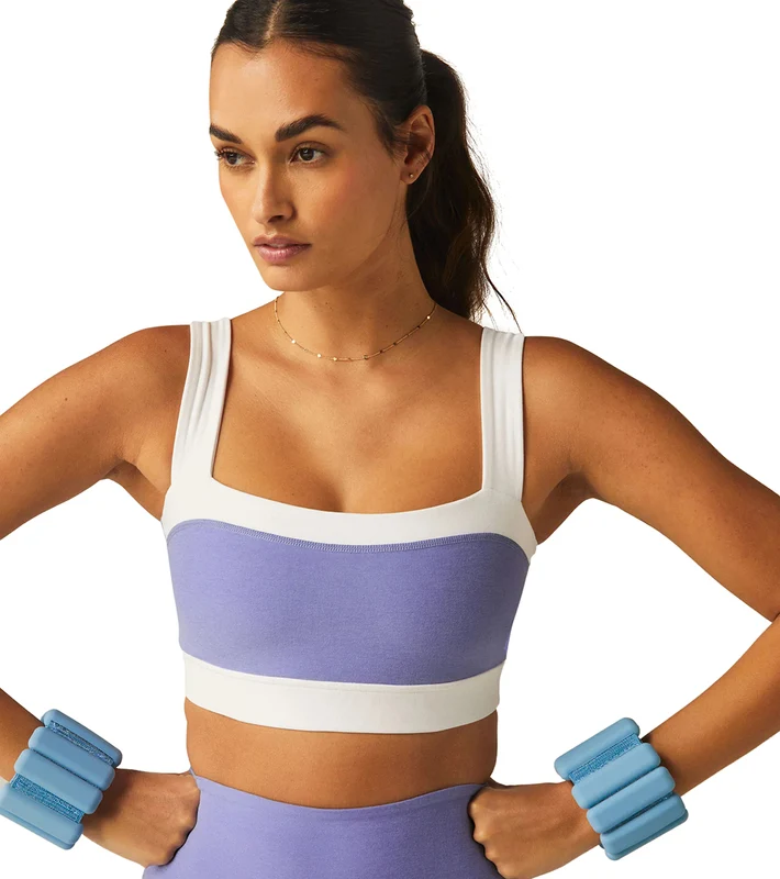 Beyond Yoga Spacedye Horizon Colorblock Bra Majestic Blue Heather/ Cloud White / XL