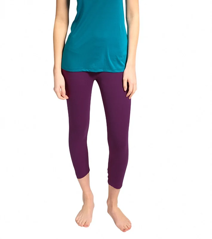 Beyond Yoga Back Gathered Yoga Capris Plum Wine / M
