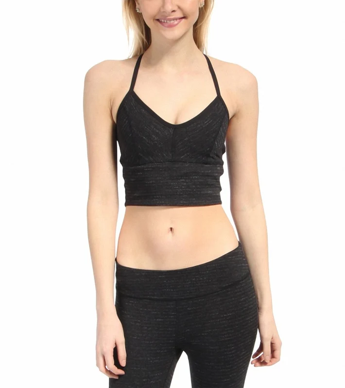 Beyond Yoga Pique T-Back Bralet Dark Heather Gray / XL