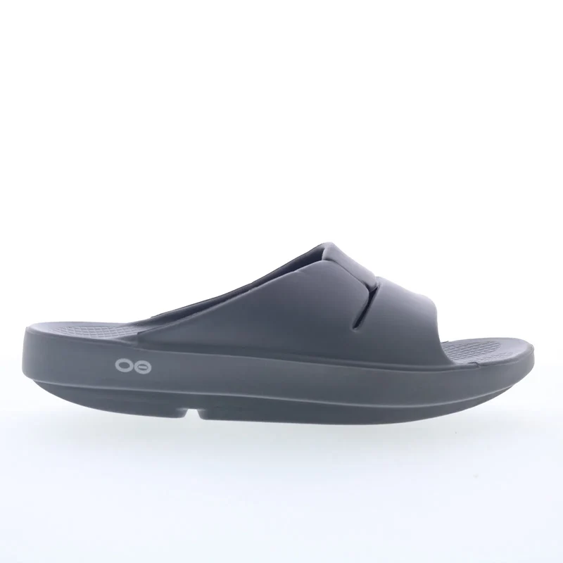 Oofos Ooahh 1100 Mens Gray Synthetic Slip On Slides Sandals Shoes 8