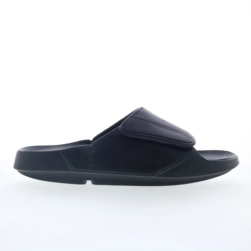Oofos Sport Flex 1550 Mens Black Synthetic Strap Slides Sandals Shoes 8