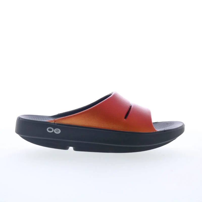 Oofos Ooahh 1101 Womens Red Synthetic Slip On Slides Sandals Shoes 5