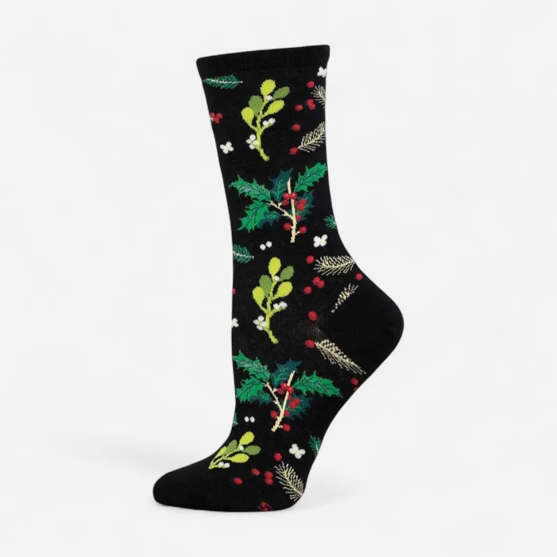 Socksmith Mistletoe and Holly Black / OS / Medium