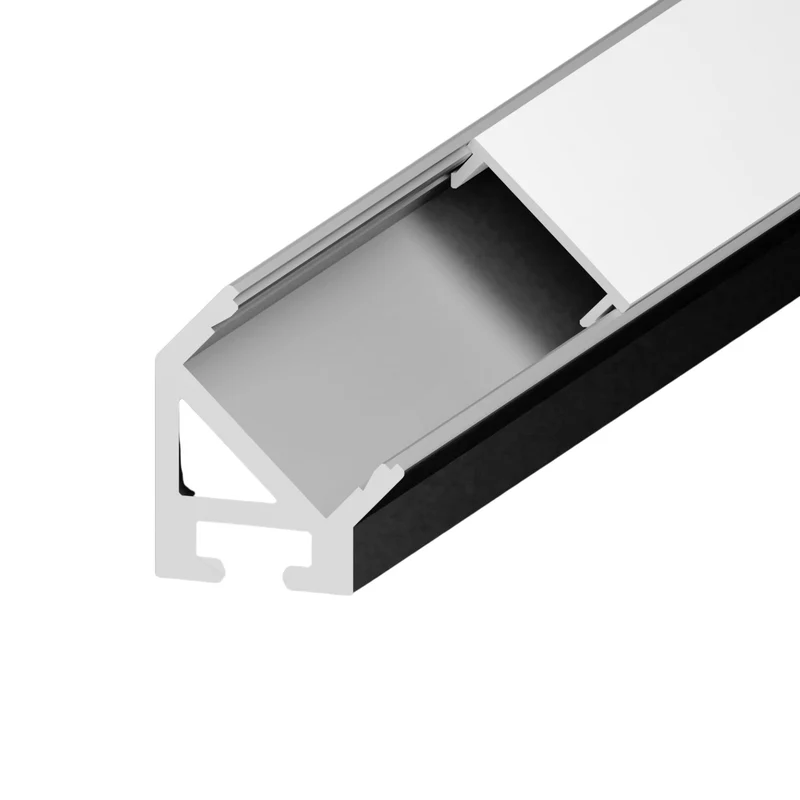 Diode LED 45° Channel Bundle | 48 in. & 96 in. | Aluminum, White & Black | Multiple Lens Options 96 in. / Black / Black
