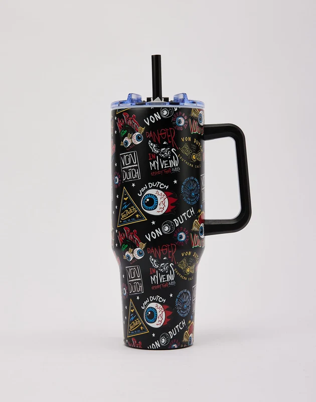 Von Dutch Allover Logo Print 40oz Tumbler NOSIZE