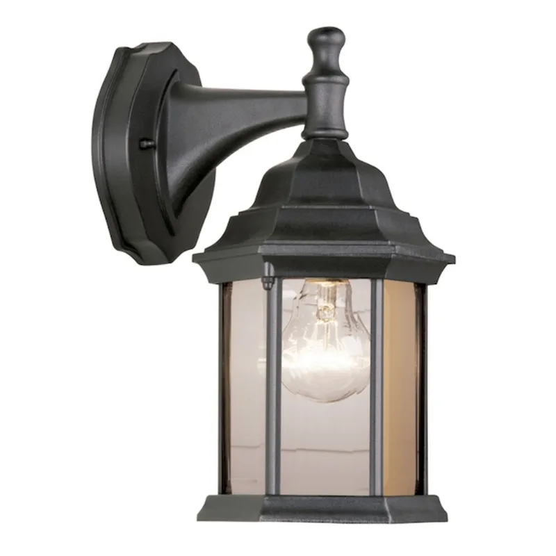 VALU+ Outdoor 1-Light Black Wall Sconce - Hex Shape - 60W - 12.09-in