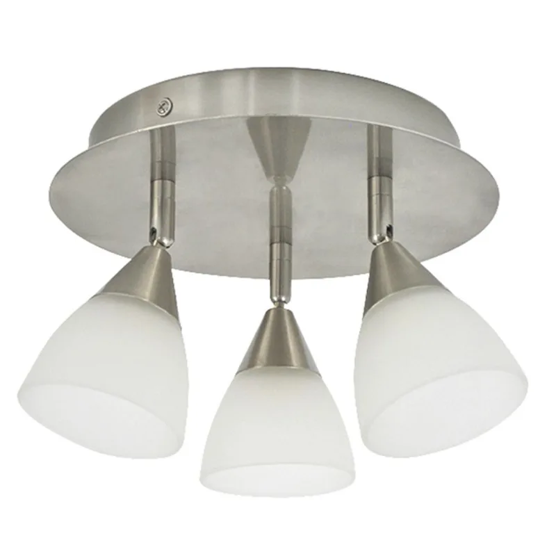 Flushmount - 3 Lights - 9.5" - Steel/Glass - White/Nickel