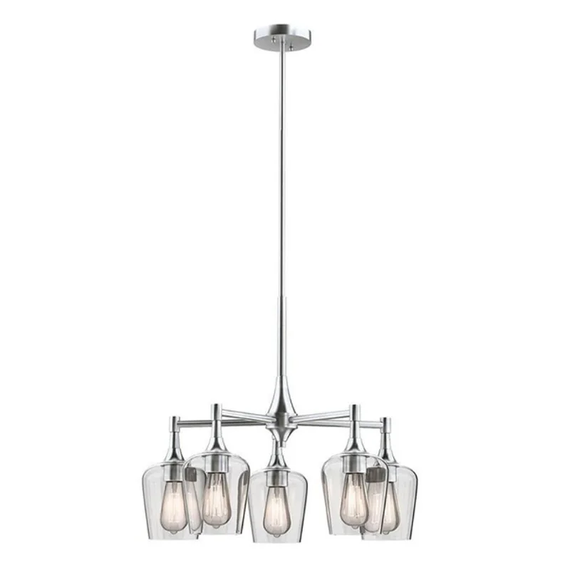 Allen + Roth 5-Light Brushed Nickel Clear Glass Pendant Light