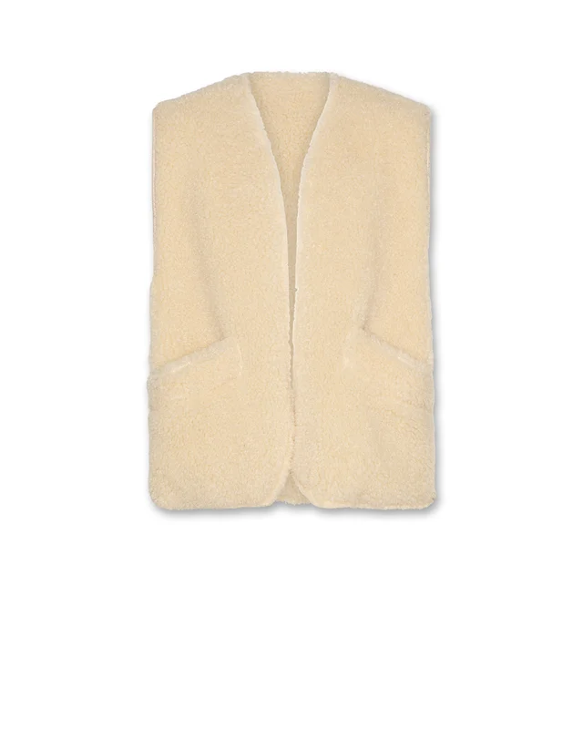 A076 BEIGE SHERPA VEST [FINAL SALE] 16