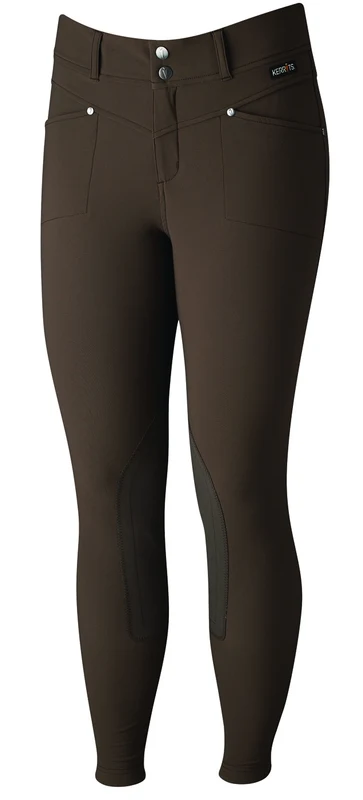Kerrits Ladies Cross-Over Kneepatch Breeches Otter / X-Large