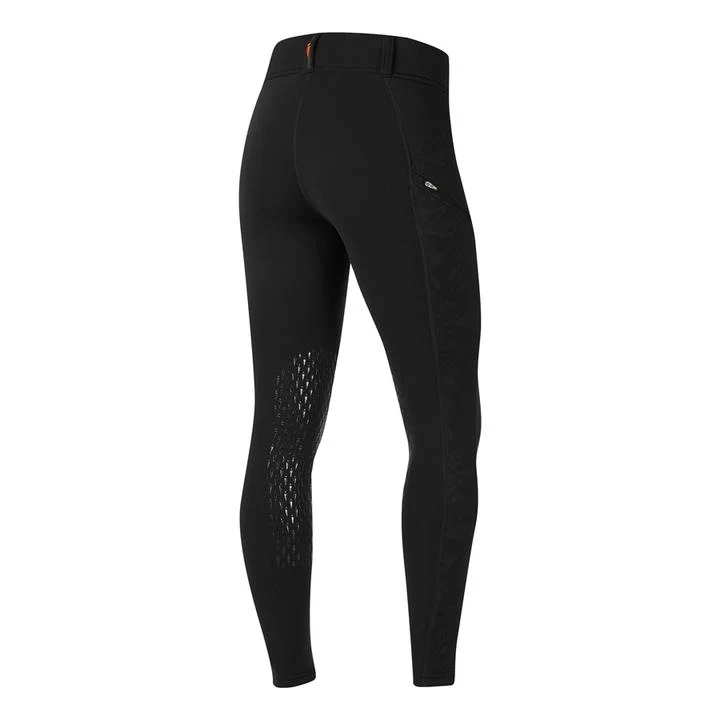 Kerrits Ladies Embossed Powerstretch Pocket Knee Patch Tights Black / X-Large