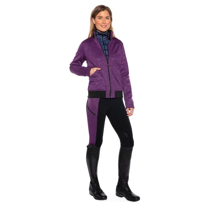 Kerrits Ladies Embossed Powerstretch Pocket Knee Patch Tights Thistle/Black / Small