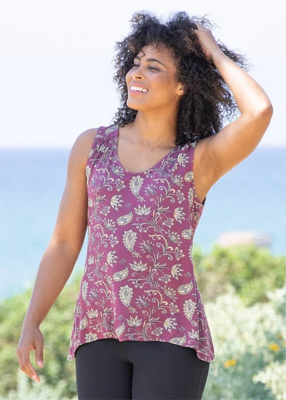 EQL by Kerrits Ladies Keyhole Flowy Tank Top Rosewood Horse Paisley / X-Large